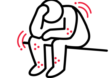 Person holding head, feeling very itchy 